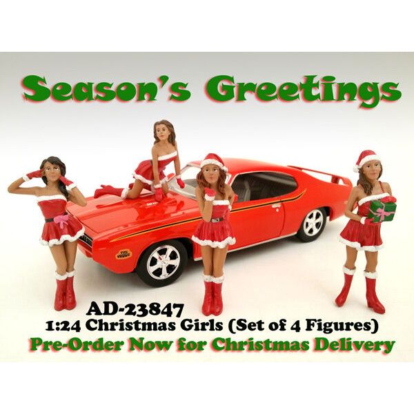 CHRISTMAS GIRLS 4PC FIGURE SET FOR 1:24 SCALE MODELS BY AMERICAN DIORAMA 23847