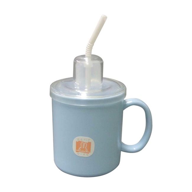 Petit Aid HS-N4 Mug with Straw, Blue, 11.8 fl oz (340 ml), Commercial Straw, Microwave Safe, Dishwasher Safe, Boiling and Disinfecting Compatible, Made in Japan, 1 Piece