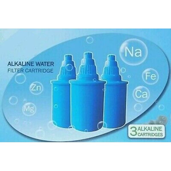 EHM 3PC Alkaline PitcherFilter Replacement Cartridge Mineral Water Ionizer Black
