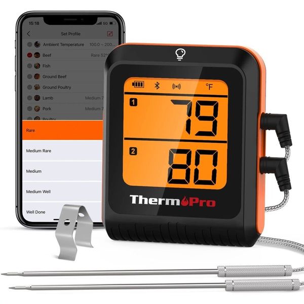 ThermoPro TP920W 650FT Wireless Bluetooth Meat Thermometer with Dual Probes