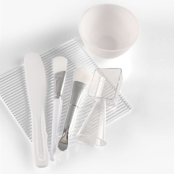 Face Mask Mixing Bowl Set DIY Facial Mask Tool Silicone Brush Soft Bristle Brush Mixing Bowl Spatula Measuring Cup Set