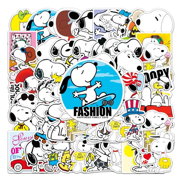 Yangsiw Snoopy Stickers for Water Bottle and Laptop, Waterproof Durable Trendy Vinyl Hydro Flask Decal for Teen Girl, Compute, Phone, Skateboard, Guitar 50pcs