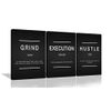 Urttiiyy Grind Hustle Execution Entrepreneur Quotes Inspirational WallArt Canvas Prints Motivational Wall Decor Entrepreneur Quotes Office Posters 3Panels for Living Room,Bedroom Framed Ready to Hang