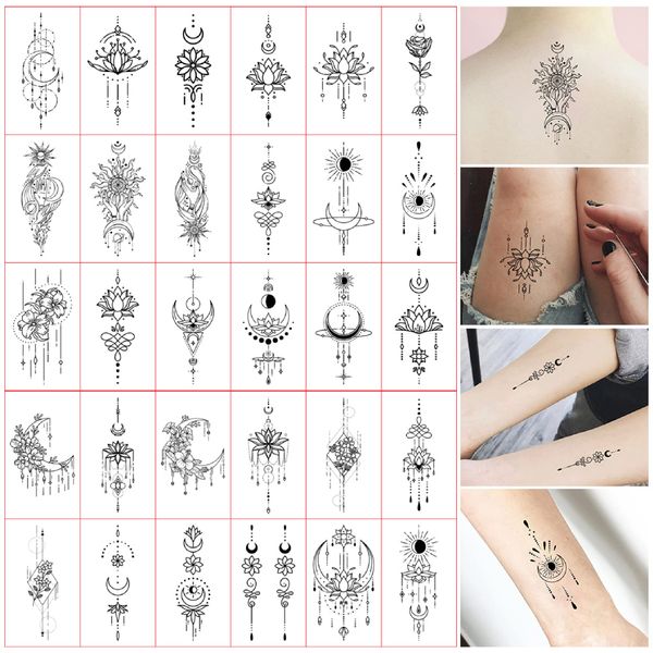 Fezf 30 Temporäre Tattoos Abnehmbare Tattoo-Sticker Tattoo-Sticker Temporäre Tattoos Geometrische Temporäre Tattoo-Sticker