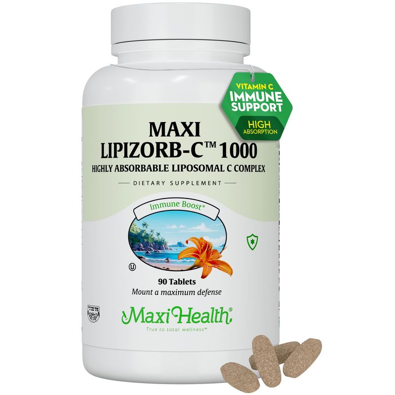 Maxi Health Liposomal Vitamin C 1000mg Tablets with Digestive Blend ...