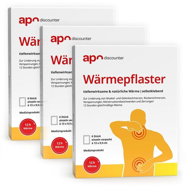 Apodiscounter Heat Plasters 9.5 x 13 cm Pack of 3 x 6