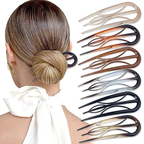 Pack of 6 U Shaped Hair Pins, Large U-Shaped French Hair Pin, Plastic French Hair Pin, French Twist Hair Pin, Hair Fork, French Style Hairpin Hair Pins, Hair Pin for Women and Girls