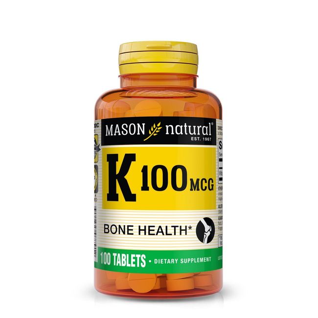 Mason Natural Vitamin K 100 mcg - Supports Joint and Bone Health, 100 Tablets