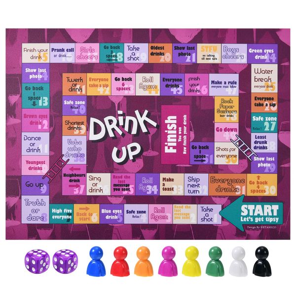 NETANICO Tipsy Drinking Games,Leather Mat Land Drinking Board Game for Adults,Interactive Girls Night Drinking Games,Bachelorette Party Games,Age 21+,2-8 Players