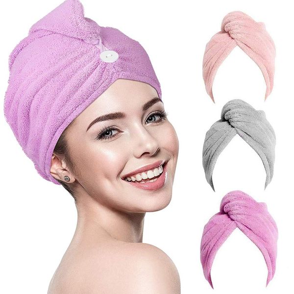 Rightwell Microfibre Hair Towel, 3 Pack Hair Drying Towels Wrap, Hair Turban Towel Super Absorbent Soft Fiber Belt Buckle Quick Drying Towel Perfect For Women Wet Long Hair