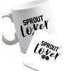Flox Creative Ceramic Mug and Coaster Set Sprout Lover Right Handed