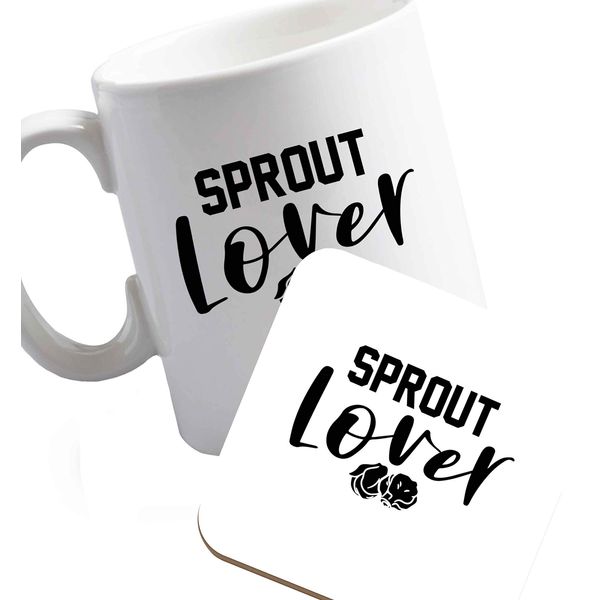 Flox Creative Ceramic Mug and Coaster Set Sprout Lover Right Handed