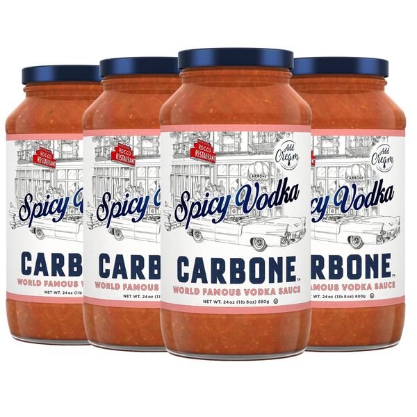 Carbone Spicy Vodka Pasta Sauce | World Famous Signature Recipe | Slow-Cooked with 100% Italian Tomatoes | Vegetarian, Gluten Free, Low Carb, Keto Pasta Sauce, 24 Fl Oz (Pack of 4)