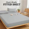 Ev Dekor Double Fitted Sheet Soft 100% Microfiber 30cm Deep Pocket Bed Sheets - Grey (137 x 190) Cm