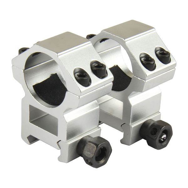 TACFUN Silver A Pair 25.4mm / 1 Inch Scope Ring Picatinny Weaver Rail Mount (Medium Profile)