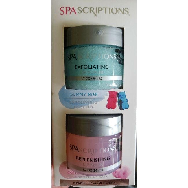 Spascriptions Lip Therapy Kit Lip Scrub EXFOLIATING SOOTHING Cotton Candy