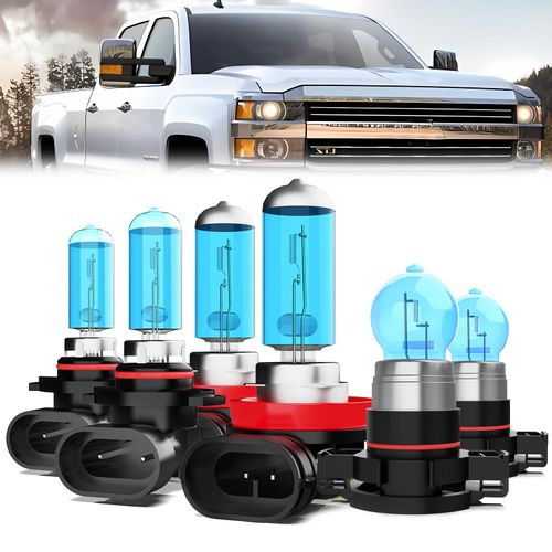 LECCIBUB Headlight Bulbs Compatible With Chevrolet Silverado 1500 2007-2015, 9005 High Beam + H11 Low Beam + H16 Fog Lights Halogen Light Bulb, Super Bright 6000K White, Plug and Play, Pack of 6