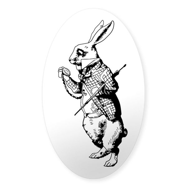 CafePress White Rabbit Oval Car Bumper Sticker