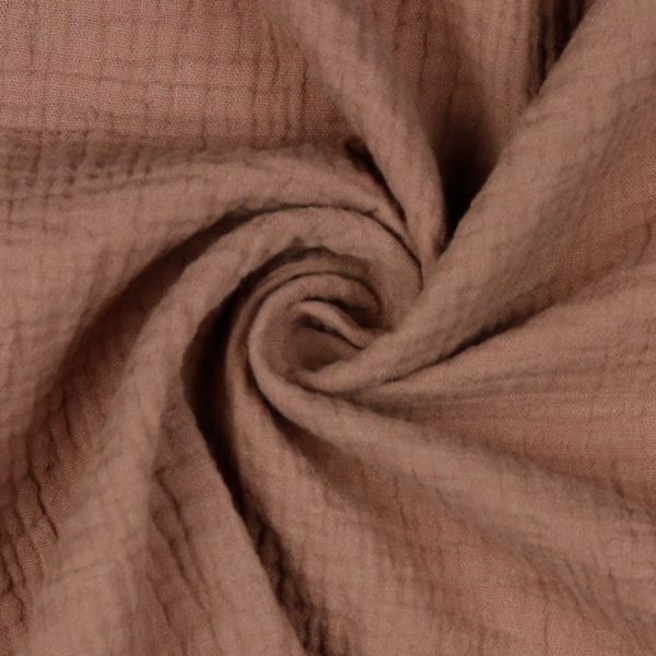 Organic Muslin Fabric, Double Gauze, Sold by the Metre, from 0.5 m (Old Blush)