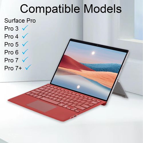 Zoof Type Cover for Microsoft Surface Pro 7 Plus/Pro 7 / Pro 6 / Pro 5 / Pro 4 / Pro 3, 12.3 inch, Ultra-Slim Wireless Tablet Keyboard with Multi Touchpad Bluetooch (Red Without Backlit)