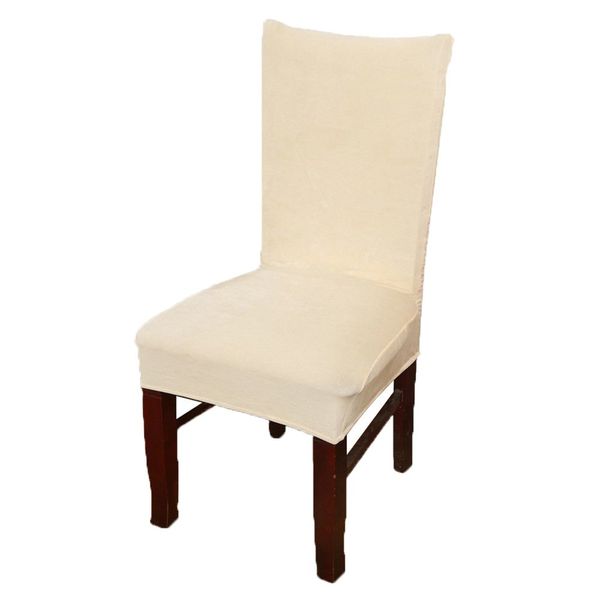 smiry Stretch Chair Covers for Dining Room, Beige Set of 1 Velvet Dining Chair Slipcovers