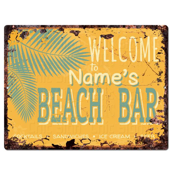 PP4228 BEACH BAR NAME'S Custom Personalized Chic Sign Decor Funny Gift