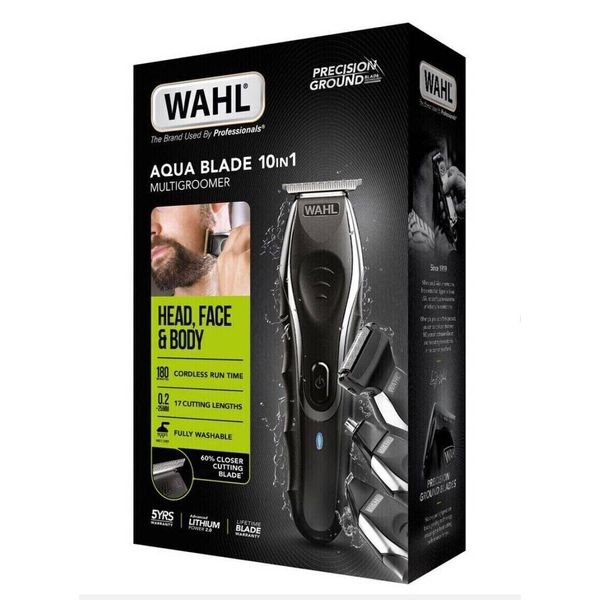 Wahl Aqua Blade 10-in-1 Multi Groomer / Stubble & Beard Trimmer with Attachments