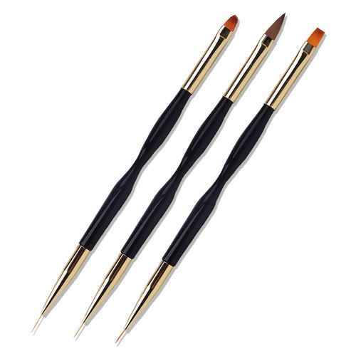 Sularpek 3 Pezzi Pennelli per Unghie Pennelli per Unghie, Penne Da Disegno Per Nail Art, 2 in 1 Dual-ended Nail Art unghie UV Gel Pittura Strumento unghie gel