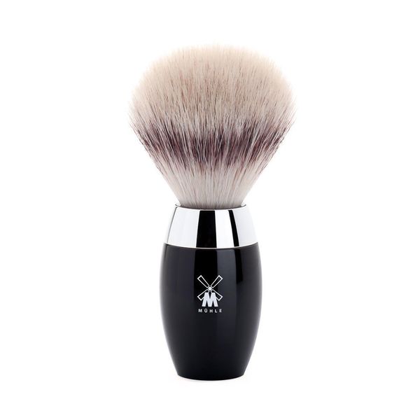 MÜHLE KOSMO Black Silvertip Fiber Shaving Brush - Synthetic Luxury Shave Brush for Men, Rich Lather