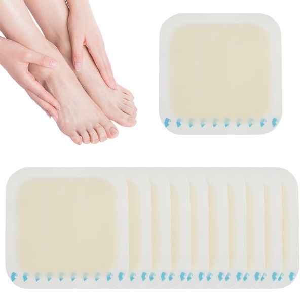 10 Pieces Blister Plasters Invisible Gel Blister Bandages Blister Cushion Pad Sterile Hydrocolloid Adhesive Wound Dressing for Heel Foot Toe and Guard Skin, 5cm x 5cm