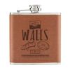 Rugby Wales 6oz PU Leather Hip Flask Tan