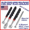 4 Magnetic Telescoping Pickup Rod Tool LED Light Grabber Stick Inspection Mirror