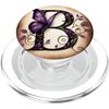 Customized purple butterfly monogram with letter B PopSockets MagSafe PopGrip for iPhone