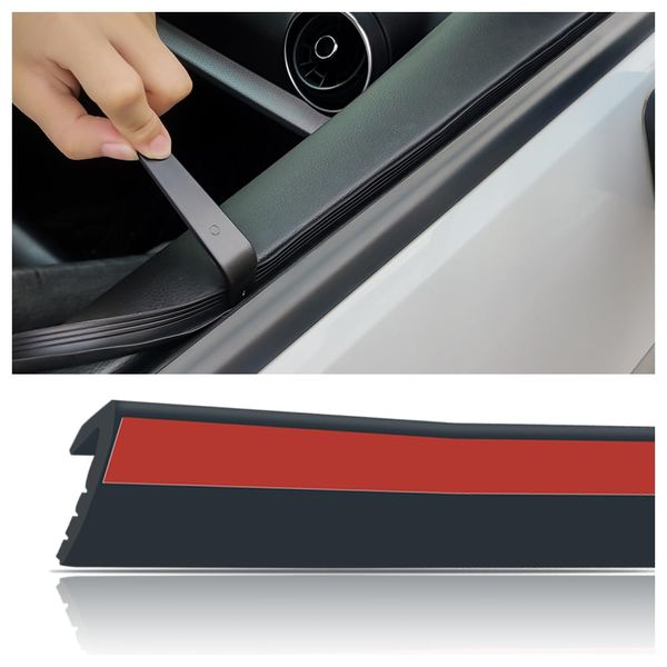 13.12Ft Car Window Seal Strip with Pry Bar Tool,Premium Rubber Weather Stripping for Noise Reduction & Interior Protection,Universal Car Essentials V-Shaped Window Trim Fits Car Truck SUV