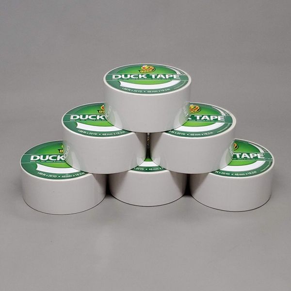 SHURTAPE DUCK TAPE 6 Rolls of White Duct Tape 1.88" X 20 YD 1265015