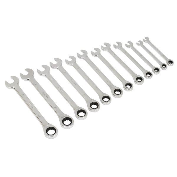 Sealey S0634 Ratchet Combination Spanner Set 12pc Metric