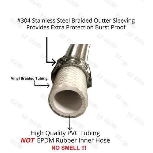 (1) 1/4" Comp x 12" 1-FT S.S Refrigerator Icemaker Water Supply Line Connector