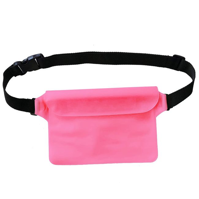 ERDEX Waterproof Pouch, Waterproof Case, Triple Chuck, PVC Material, Clam Hunting, Beach, Pool, Fishing, Motorcycle, Waist Bag, Waterproof Pack, Running Skiing, Pink