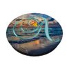 A Teal Beach Ocean Waves Sand Sunset Monogram Initial Letter PopSockets Swappable PopGrip