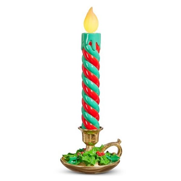 17.5" MULTICOLOR LIGHTED CANDLE Red & Green Christmas NEW RAZ 4457694