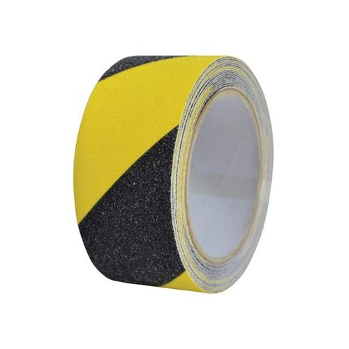 RGB Networks Ltd Warning Hazard Safety Tape - Anti-Slip Adhesive Sticky Yellow & Black Diagonal 5m x50mm (black and yellow non slip)