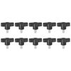 sourcing map 10pcs Wing Knobs M6 x 12mm Male Thread Plastic Tee Stud Knobs T Threaded Handles Hand Clamping Tightening Thumb Screws Thumbscrew, Black