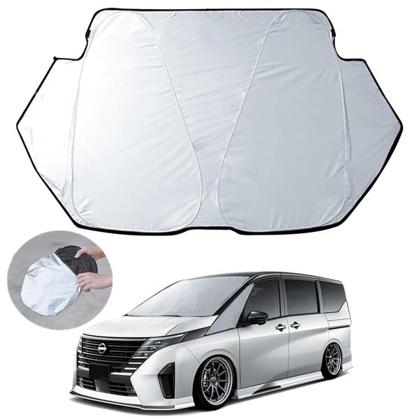 KASUART Car Sun Shade New Model Nissan Serena C28 6th Generation (December 2022 - Present), Designed for Vehicle Use, Nissan Front Sun Shade, Compact Storage Sunshade, Windshield, Sleeping in Car,