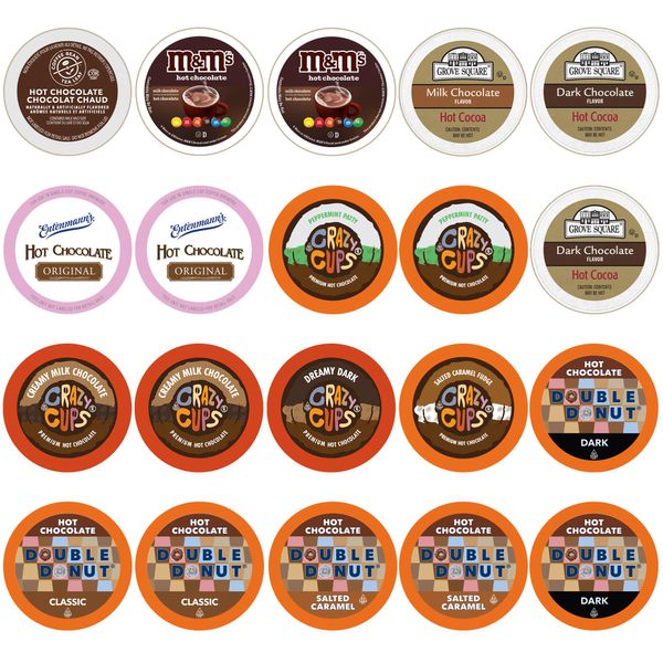 Perfect Samplers Hot Chocolate Pods Variety Pack Sampler, Hot Cocoa Single Serve Cups for Keurig K Cup Brewers, 20 Count