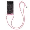 kwmobile Crossbody Case Compatible with Google Pixel 6 Case Strap - Cherry Blossoms Pink/Dark Brown/Transparent