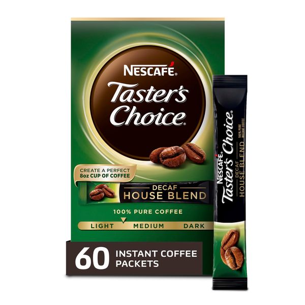 Nescafe Taster's Choice Decaf Instant Coffee, House Blend, 0.52 Ounce (Pack of 12)