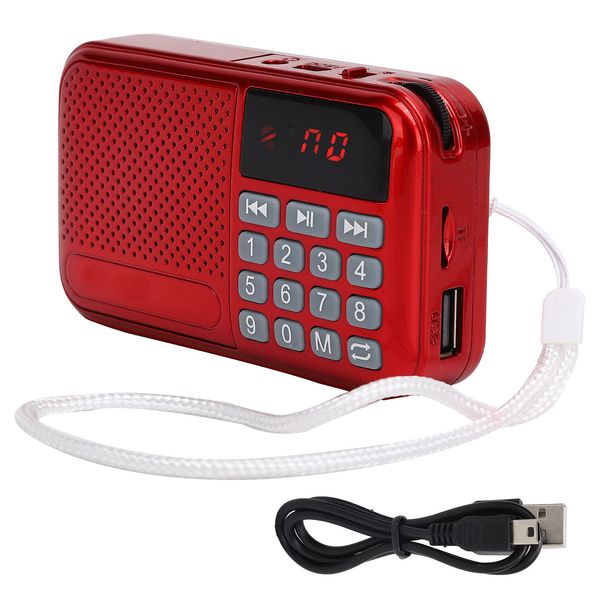 Portable FM Digital Radio with LED Display, Multifunction Player with Memory Function, Wireless FM Radio Support Memory Card USB Playback