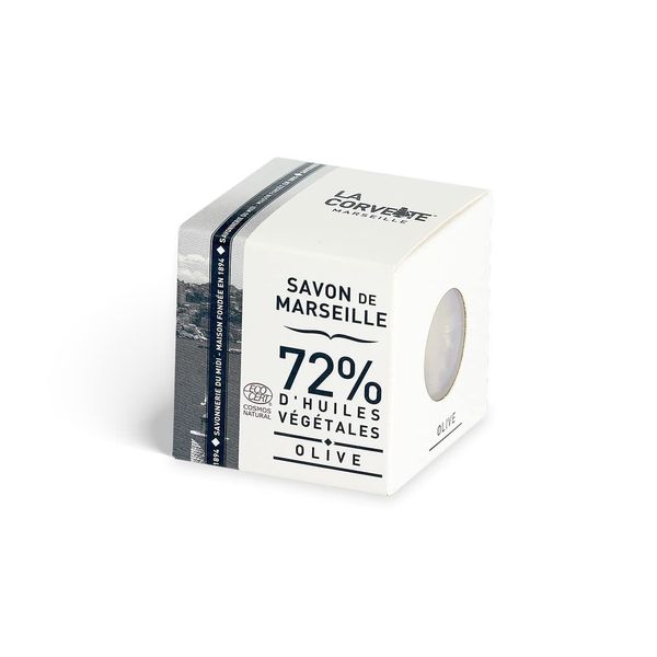 La Corvette Marseille soap cube OLIVE, boxed; ECOCERT 100g