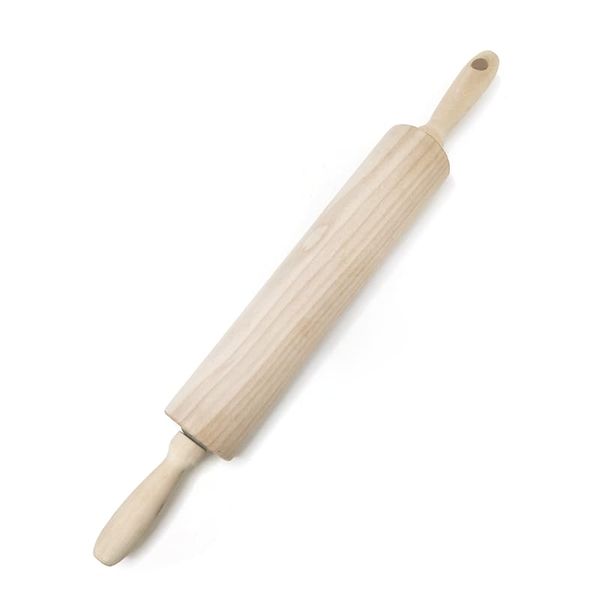 Rolling Pin for Baking, 17.1 Inch Natural Solid Wooden Rolling Pin Dough Roller, No paint No wax, by LANHUTHS