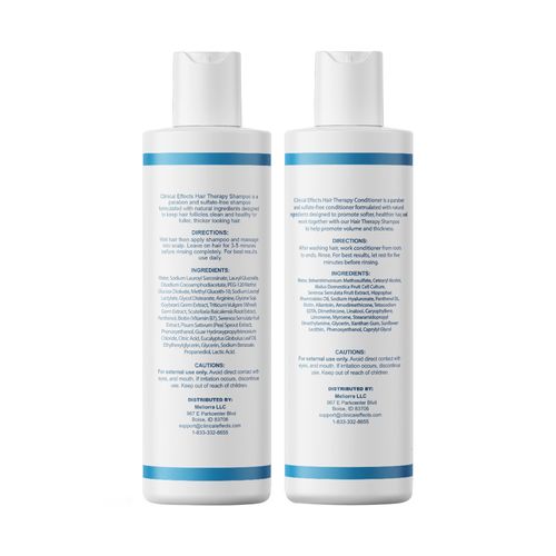 Clinical Effects Hair Therapy Shampoo and Conditioner Set - Hair Growth Shampoo and Conditioner for Thinning Hair - Biotin, Saw Palmetto, and DHT Blocking Ingredients - USA Made - 2 Bottles, 8 fl oz